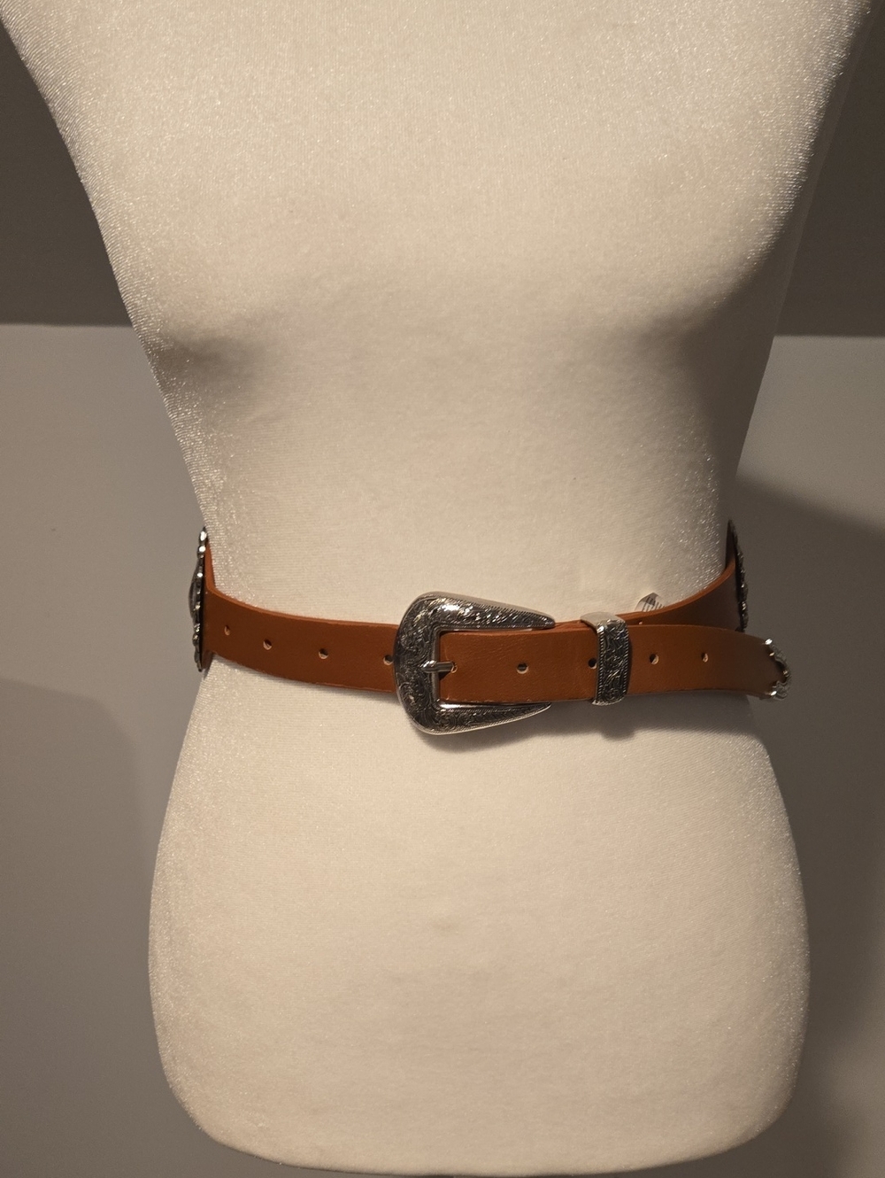 Brown Leather Western Buckle Belt - Women